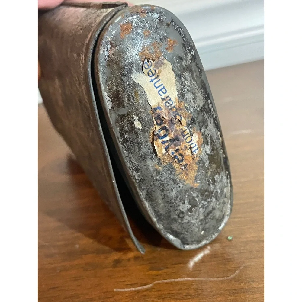 Vintage Industrial Metal Tin Box Hinged Lid Distressed Rustic Storage Container
